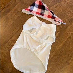 White button dog shirt size medium and bandana!